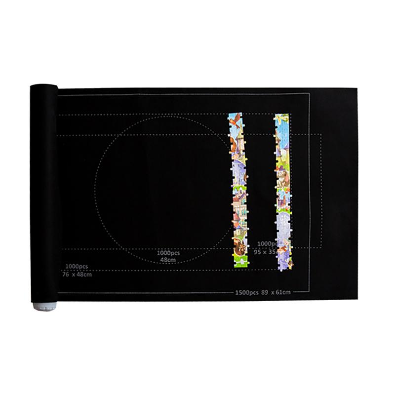 Коврик для пазлов Ролл для пазлов Фетровый коврик Игровой коврик Одеяло для пазлов До 1500 деталей Аксессуары для пазлов Новый Портативный коврик (Только мат) чёрный